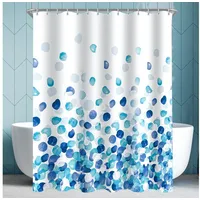 Lerores Duschvorhang Blaue Blüten 150 x 200 cm wasserabweisend