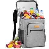 Kühlrucksack 30 Dosen Kühltasche 24L 14h Kühlung Isolierter Picknickrucksack Wasserdicht Kühlbox Thermo Rucksack Cooler Bag Groß Lunchtasche für Wandern Camping Strand Picknick Grillen Reisen Arbeit