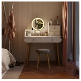 Vicco Schminktisch Edda LED-Spiegel Hocker 100 cm mit und