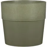 Scheurich Groove 40, Blumentopf/Pflanzkübel, rund, Farbe: Khaki, hergestellt mit recyceltem Kunststoff, 8 Jahre Garantie, für den Innenbereich
