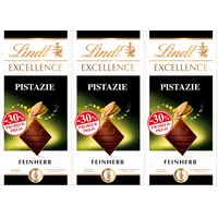 Lindt EXCELLENCE Pistazie - Feinherbe Schokolade | 100g Tafel | Mit Pistazie | Intensiver Kakao-Geschmack | Dunkle Schokolade (Packung mit 3)