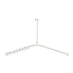 Hewi System 900 Vorhangstange 900.34.10060DX 787 x 787 mm, 16 Vorhangringe, Edelstahl pulverbeschichtet weiß tiefmatt