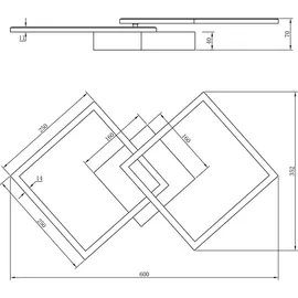 Trio Reality LED Deckenleuchte Trail Weiß matt 7 x 44,6 x 39,6 cm