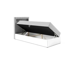 Fun Möbel Boxspringbett Gästebett Kinderbett FABIAN Nr.1 90x200cm Weiss-Türkis - Weiß/Türkis