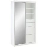 Innostyle Garderobenschrank SINGLE TWO, 115 x 202 cm - Weiß matt - 2 Schubladen - mit Spiegel