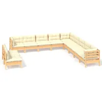 vidaXL Garten-Lounge-Set 11-tlg. creme Kiefer