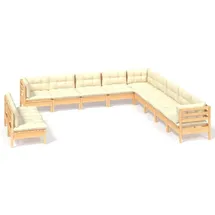 vidaXL Garten-Lounge-Set 11-tlg. creme Kiefer