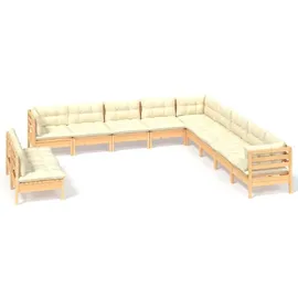 vidaXL Garten-Lounge-Set 11-tlg. creme Kiefer