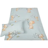 BestLivings Kinder Bettwäsche 100 x 135 cm & 40 x 60 cm - Bärchen Blau
