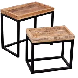 Mr. Deko Couchtisch 2er Set Lecce Mango natur