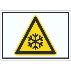 Achtung Kälte Symbol Aufkleber A8 (52x74mm)
