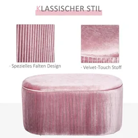 Homcom Sitzbank Polsterbank mit Stauraum Truhenbank für Wohnzimmer französische Stil Samt Rosa 81 x 40 x 41 cm