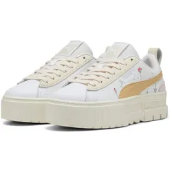 Sneaker PUMA "MAYZE SECRET GARDEN WNS", Gr. 40,5, weiß (puma weiß), Leder, unifarben, sportlich, Schuhe