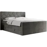 MKS Meble Boxspringbett Dunkelgrau, Textil, 2-Sitzer, H3, Rechteckig, 180x200 cm, Schlafzimmer, Betten, Boxspringbetten
