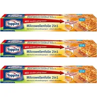 Toppits Mikrowellen- Frischhalte-Folie 2in1 Easy-Cut 15m x 32,5cm (3er