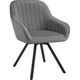 Tectake tectake® Drehbarer Armlehnstuhl Snug Samtoptik, gepolstert, in 360° drehbar, schlanke Stahlbeine, 58 x 58 x 82 cm