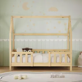 ML-Design Kinderbett Hausbett 70 x 140 cm Kiefer natur beige