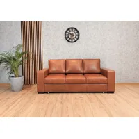 Braunes Echtleder 3 er Sofa Mallorca mit Schlaffunktion Leder Couch Ledersofa
