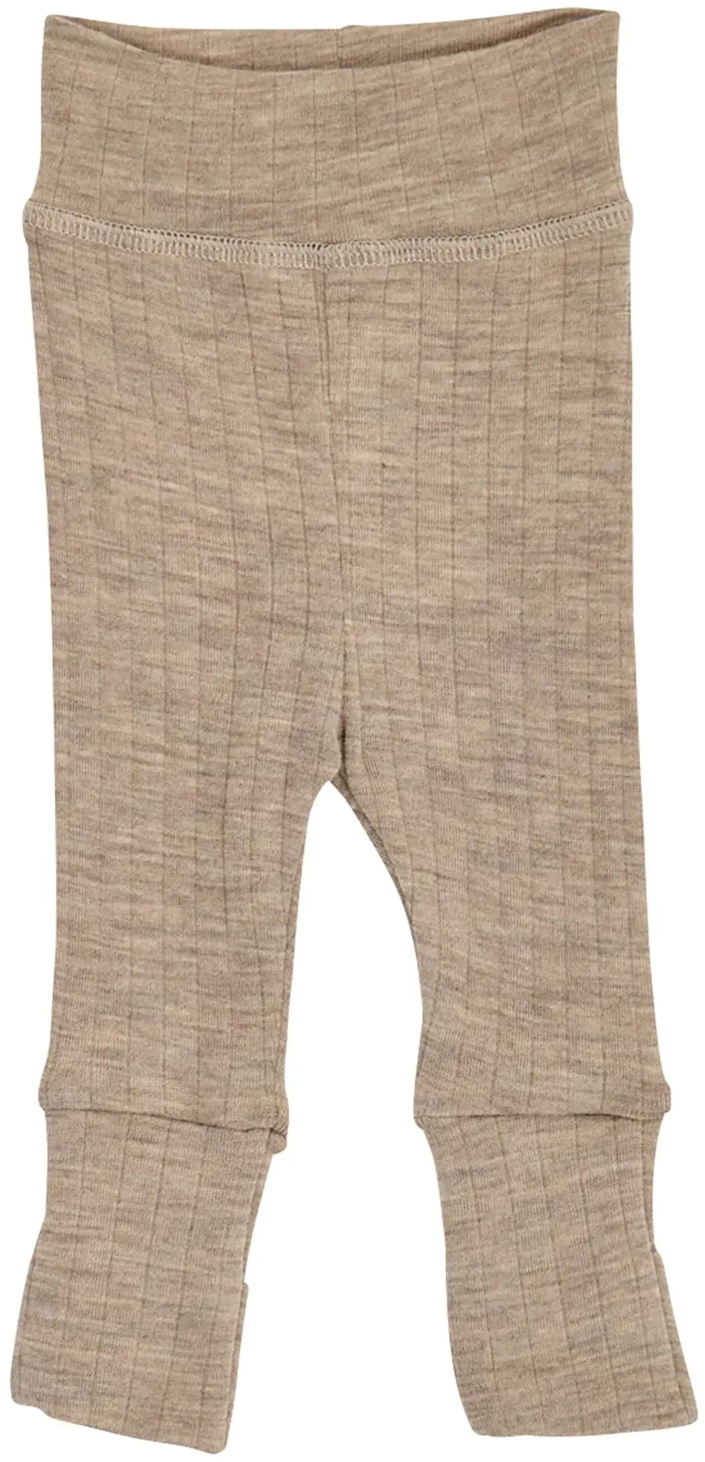 Müsli Wollhose mit Klappfuß Rippqualität Merinowolle, beige, 74