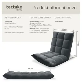 Tectake Relaxsessel 108 x 57 x 13,5 cm grau