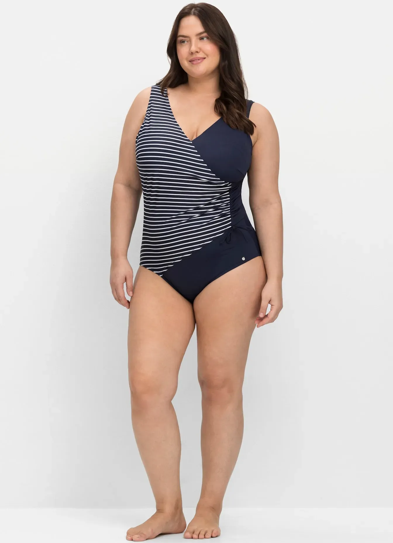 Badeanzug SHEEGO, Damen, Gr. 48, Cup B, blau (marine), Polyester, Badeanzüge Badeanzug