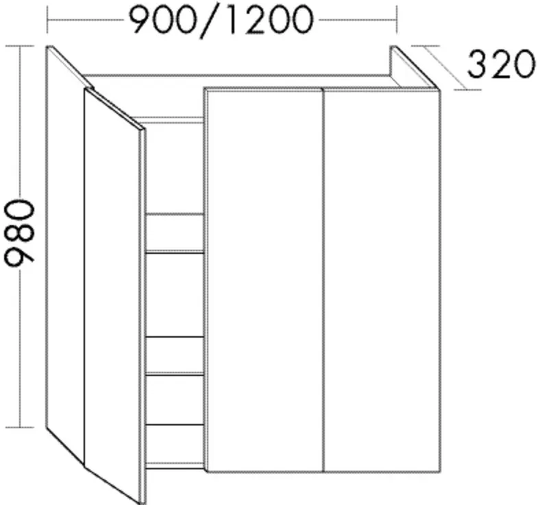 Burgbad Halbh.Schrank Sys30 PG3 Diago 960x800x320 Lichtgrau Solid Matt, UHFT080F3355 UHFT080F3355