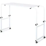 eloneo Betttisch auf Rollen, höhenverstellbar 78 bis 120cm, längenverstellbar 119 bis 190cm, weiß