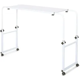 eloneo Betttisch auf Rollen, höhenverstellbar 78 bis 120cm, längenverstellbar 119 bis 190cm, weiß