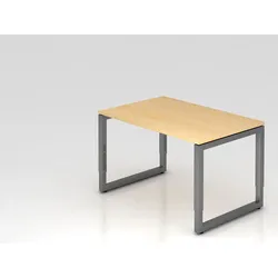 PROREGAL Schreibtisch Pavo | Ahorn | Graues Gestell | BxT 120x80cm | Arbeitshöhe 65-85cm | höhenverstellbar | O-Fuß-Gestell eckig