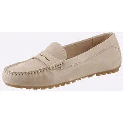 Slipper CAPRICE, Damen, Gr. 37, beige (sand), Veloursleder, sportlich, Schuhe