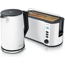 Arendo Frühstücks-Set Wasserkocher 1,7 l Weiß