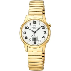 Funkuhr MASTER TIME, goldfarben, Armbanduhren, Damen, Quarzuhr, Armbanduhr, Damenuhr, Edelstahlarmband, analog, digital