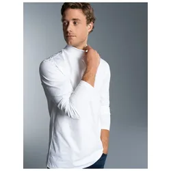 Longsleeve TRIGEMA "TRIGEMA Langarm Shirt mit Stehkragen", Herren, Gr. XXL, weiß, 100% Baumwolle, Basic, Langarm, Shirts