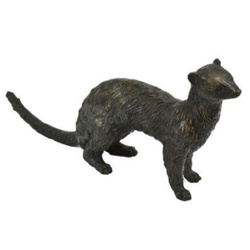 Casa Padrino Luxus Bronzefigur Hermelin Wiesel Bronze / Schwarz 45 x 10 x H. 20 cm - Elegante Dekofigur