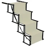 Hundetreppe - Gelenkschonend für Haustiere - Hochwertiger Hunderampe Auto - Klappbar und leicht zu verstauen - Hundeleiter mit verstellbaren Stufen (139 * 45 * 76 cm-beige)