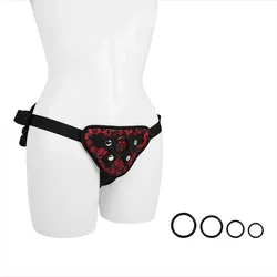 Romantisches Strap-On Geschirr, schwarz | rot