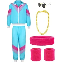YADODO 90er 80er Jahre Outfit Herren Damen Trainingsanzug Jacke Hose Anzug 80er Accessoire 80er Jahre Kleidung Herren New Kids Kostüm 80iger Schlagerparty Bad Taste Outfit Paare Karneval (L)