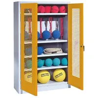 C+P Sportgeräteschrank mit Lochblech-Flügeltüren (Typ 2), HxBxT 195x120x50 cm,