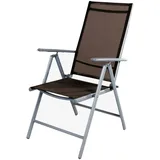 Mojawo 6er Set Garten Klappstuhl Aluminium - Textilen Silbergrau/Schokobraun