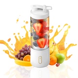 Mini Blend Smoothie Maker to go Trinkbecher,500ml Tragbarer Mixer Juicer Elektrischer Saftmixer mit 12 Edelstahlklingen Standmixer,USB Wiederaufladbarer Blender Smoothie Makers für Saft Maker (Weiß)