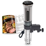 KitchenBoss Sous Vide Stick 1100W: IPX7 Wasserdicht Sous Vide Garer, Immersion Tauchzikulator mit LED Display und verstellbarem Thermostat für zum präzisen Kochen Edelstahl Silber