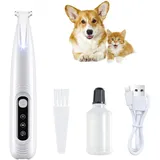 SHUBEIEUMI Pfotentrimmer für Hunde, Wiederaufladbar Hunde Schermaschine, Profi Hundetrimmer Mit LED Licht, Tierhaare Pfotentrimmer für Körper, Pfoten, Augen, Ohren, Gesicht (Weiß)