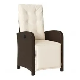 vidaXL Gartensessel mit Fußteil 2 Stk. Verstellbar Braun Poly Rattan