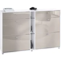 Vladon Schuhschrank, Sand, Holzwerkstoff, 155.5x95x28 cm, Garderobe, Schuhaufbewahrung, Schuhschränke
