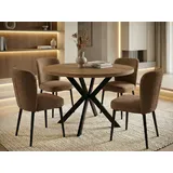 WFL GROUP Esstisch Valeo (erhältlich in zwei Größen – 100/120 cm, ausziehbar auf 180/200 cm), platzsparender Tisch in Holzoptik für Küche, Esszimmer oder Wohnzimmer braun 100 cm x 76 cm x 100 cm