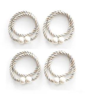 A.Monamour 4 Stück Magnetische Vorhang Raffhalter Vorhanghalter Gardinenhalter Halterungen Modern Gardinen Spangen Halter Stark Magnete Seil Kordel Gewebte mit Ball Schnallen Dekoration - beige