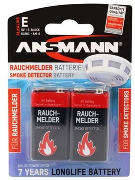 Ansmann 9V-Block Alkaline Batterie 2er Blister für Rauchmelder