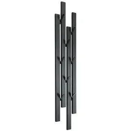 DanDiBo Ambiente Garderobe Wand Schwarz Metall 96612 Wandgarderobe mit 8 Haken Schmal Flurgarderobe Modern Hakenleiste Garderobenhaken