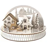 Hti-Living LED Weihnachtsdeko Winterdorf und Rehe