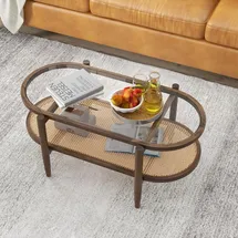 Costway Couchtisch Braun Holz 102 x 56 x 47 cm